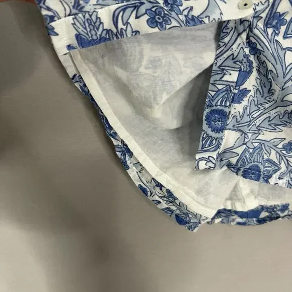 Ro’s Garden Leticia Deauville Mini Shirt Dress Womens Small Blue Floral Cottage - Picture 5 of 14